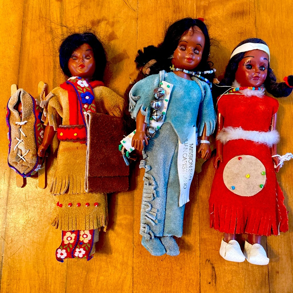 LOT of 3 vintage native sleepy eye dolls